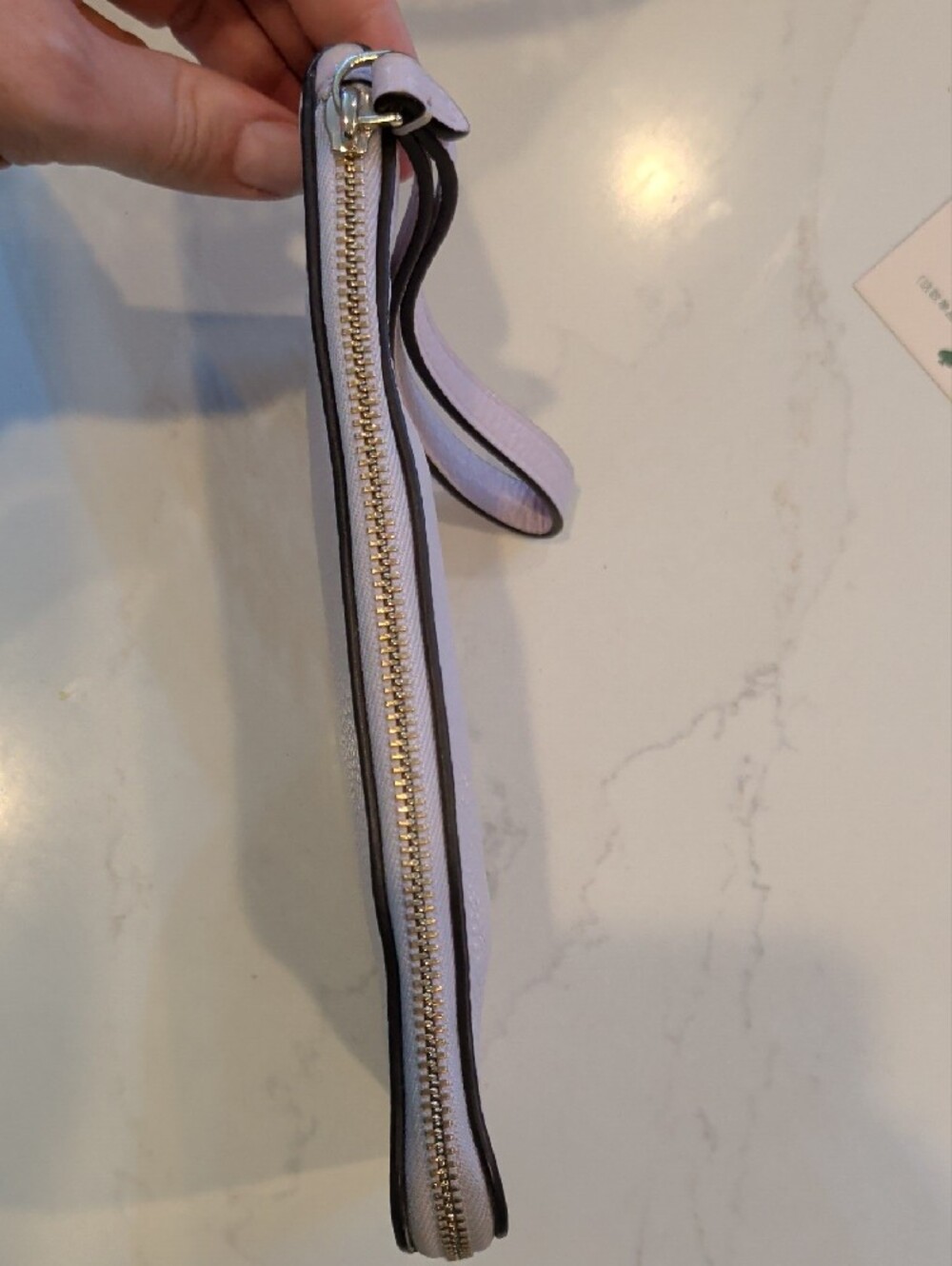 kate spade Lilac Pebble Leather Wristlet with Gold Logo - Picture 9 of 10